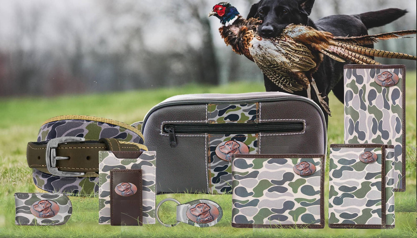 Lab Men's Magnetic Front Pocket Old School Camo Leather Wallet.: Brown/Tan Camo