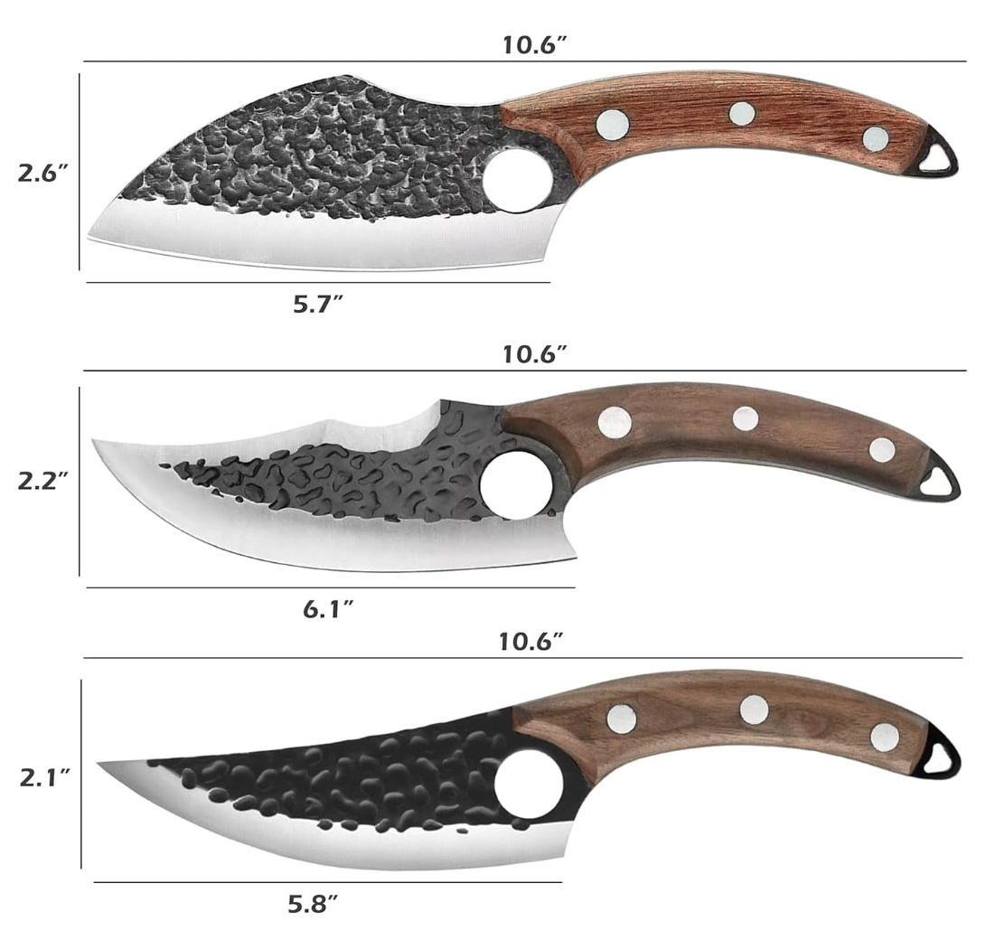 Hand Forged Kitchen Knife 3 Pcs Professional Chef Knife Set.