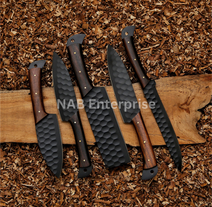 Carbon Steel Chef Set, BBQ Chef Set Hand Forged Chef Knives
