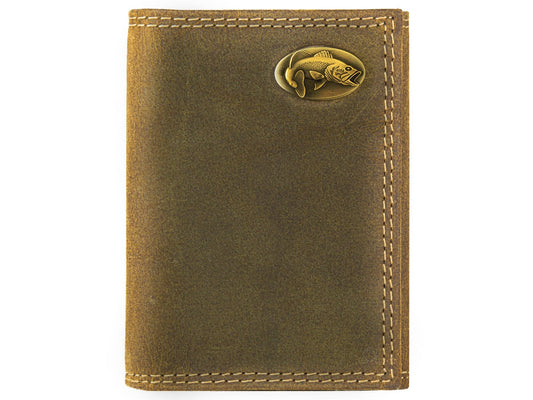 Bass Vintage Tan Leather Trifold Wallet