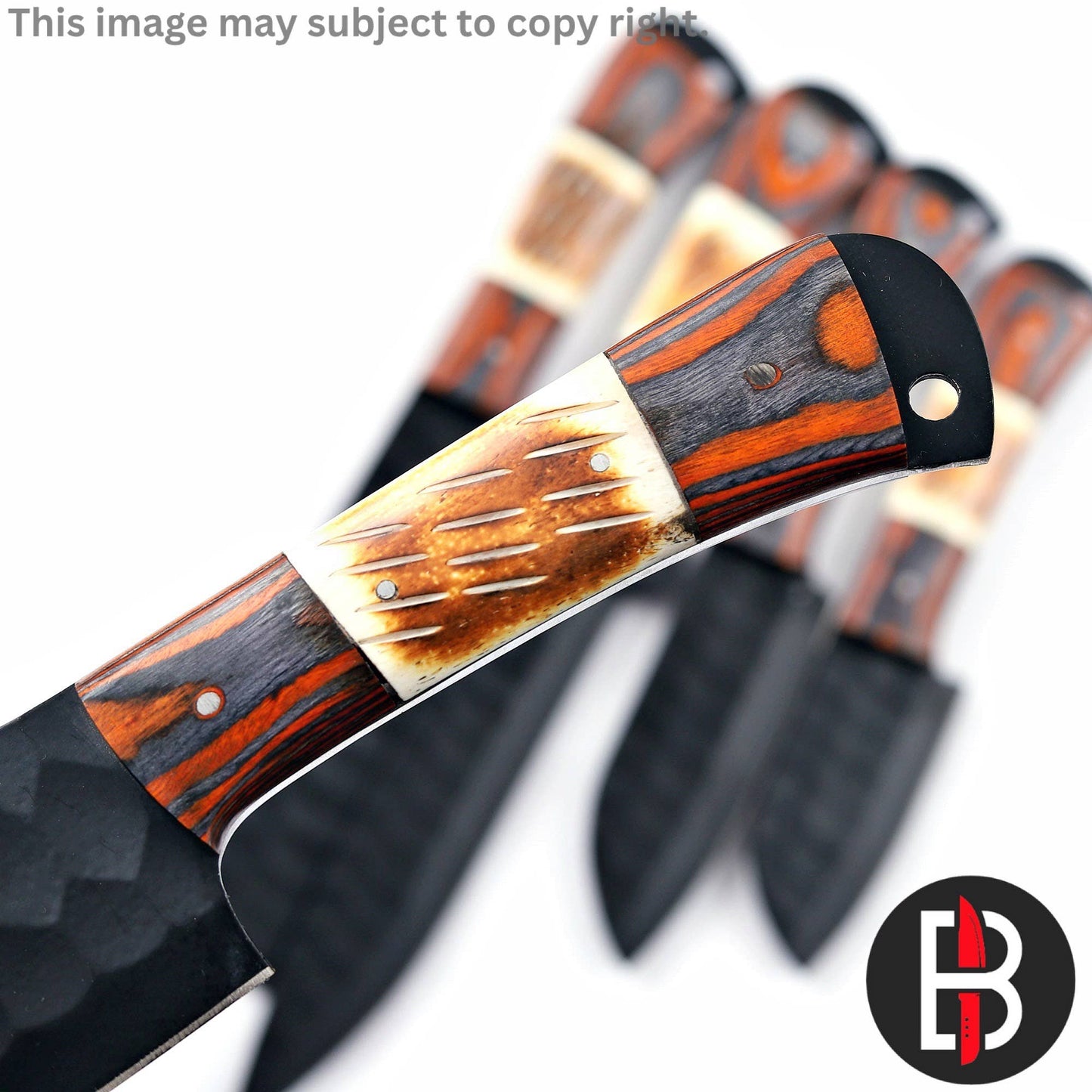 Camel Bone Carbon Steel Chef Set Hand Forged BBQ Chef Knives